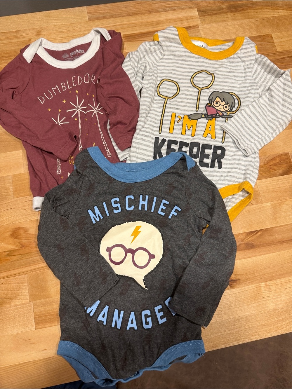 Harry Potter Kids Long-Sleeve Bodysuit Set - Gray, Maroon & White